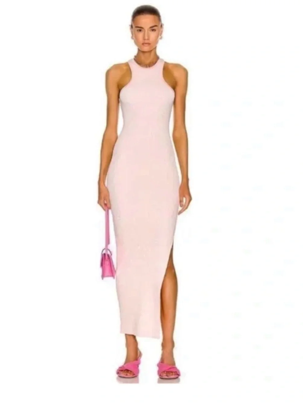 SER.O.YA Jill Rib Knit Maxi Dress in Light Pink - Picture 9 of 10